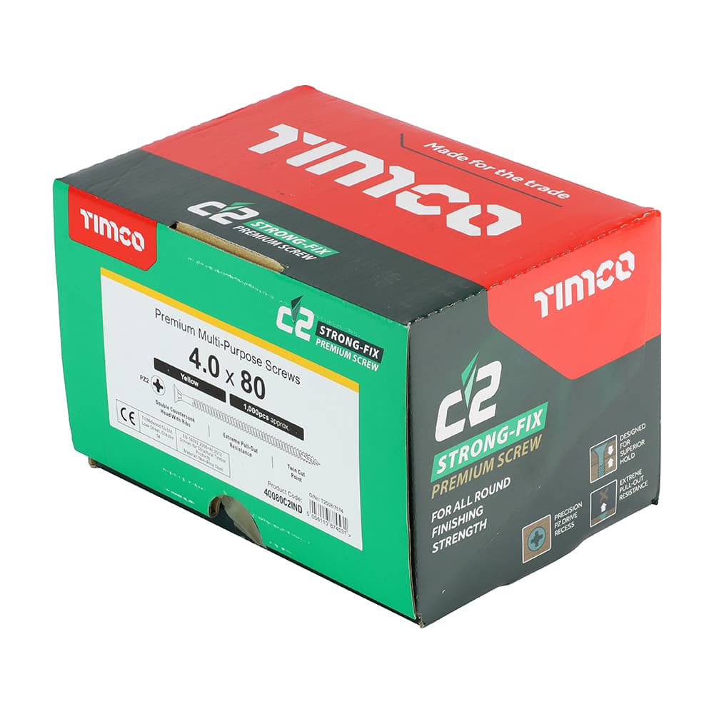 Timco C2 Strong-Fix - Pz - Double Countersunk - Twin-Cut - Yellow Box 1000 40080C2IND