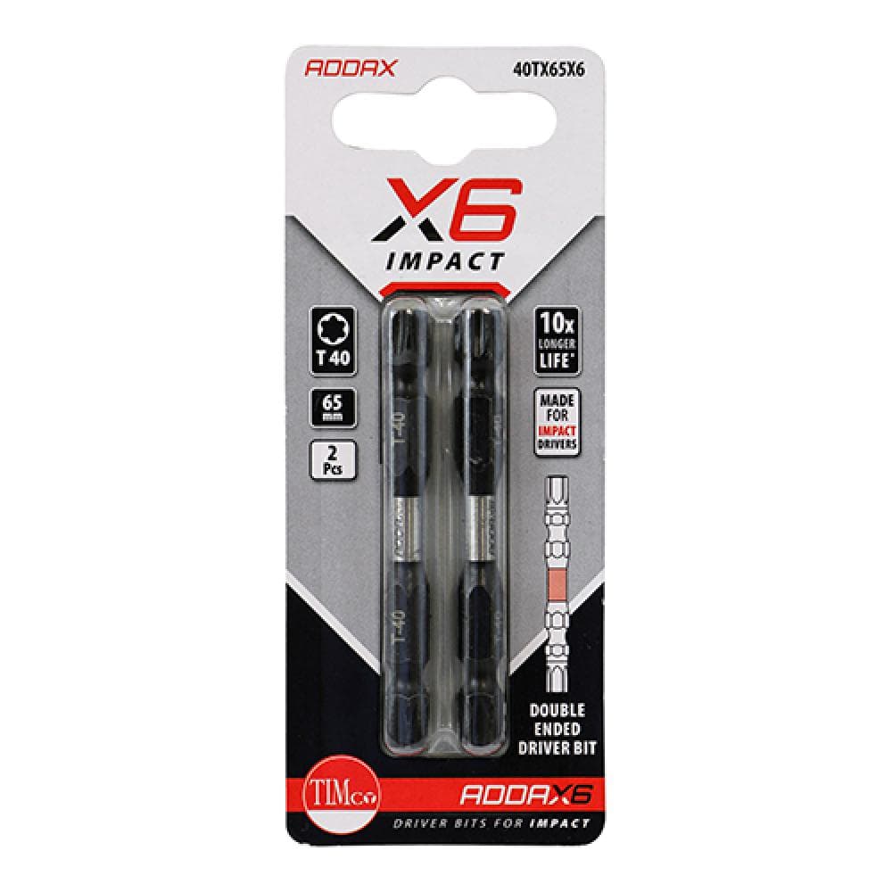 Timco 40TX65X6 Impact Driver Bits - Tx - Double Ended Tx40 X 65 Blister Pack 2