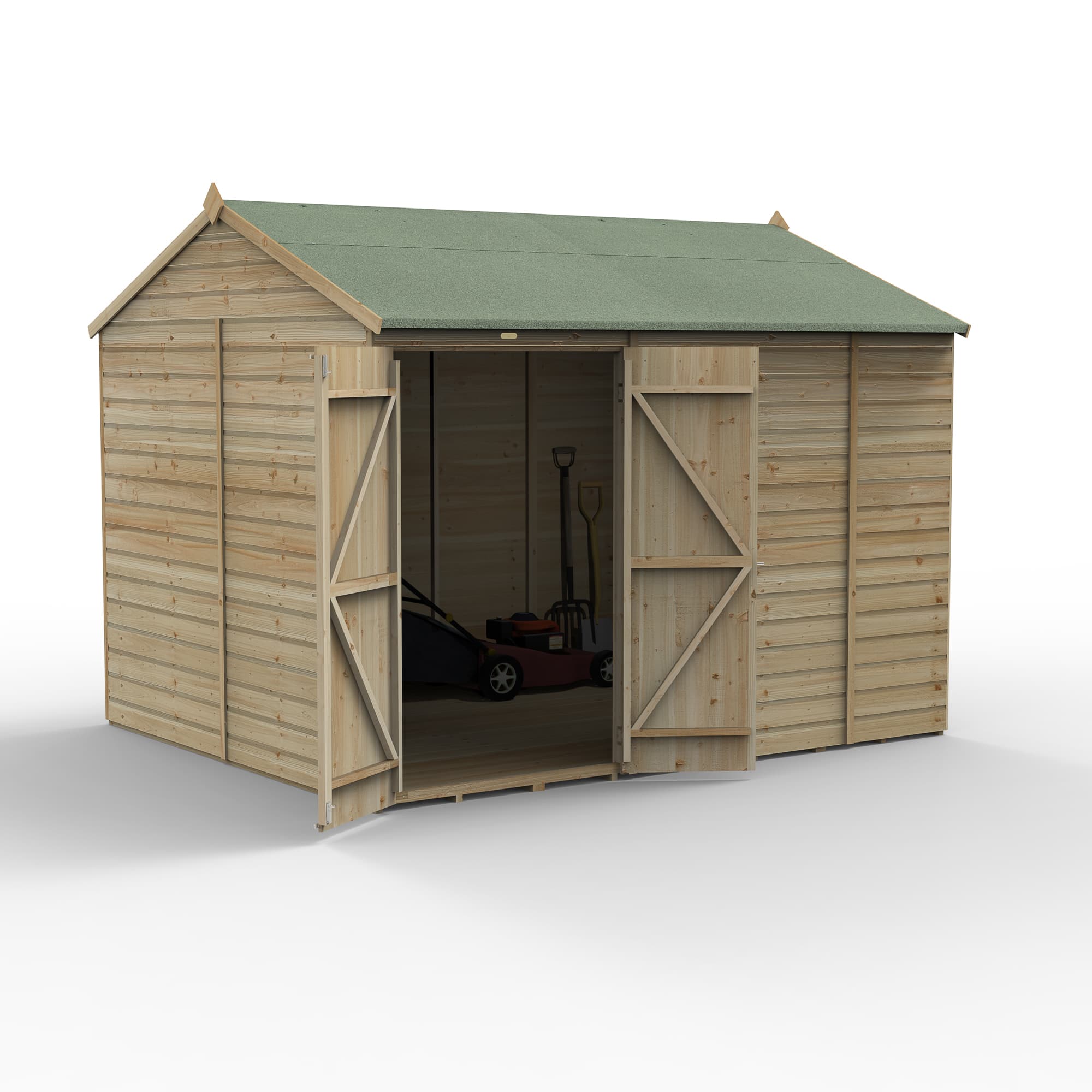 Forest Garden Beckwood 10x8 Reverse Apex Shed No Windows DoubleDoor Installed