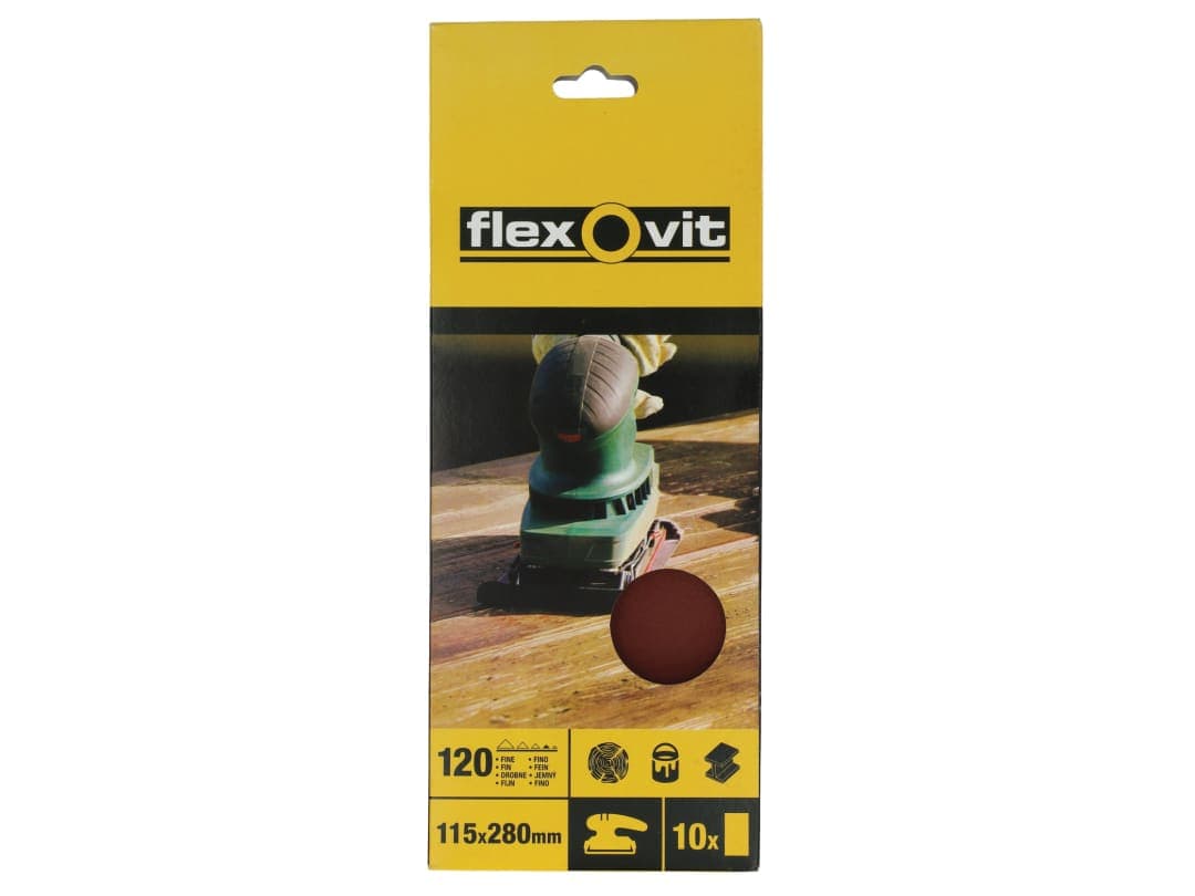 Flexovit 1/2 Sanding Sheets Orbital Plain Fine 120 Grit (Pack 10) 63642526328