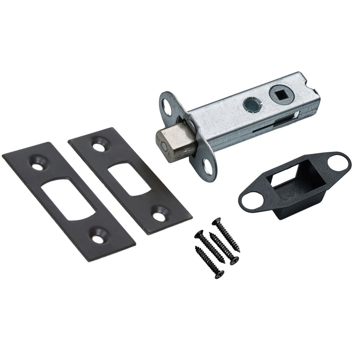 Premium Sprung Tubular Deadbolt - Matte Black - 57mm Backset - 75mm Case - Designer Levers