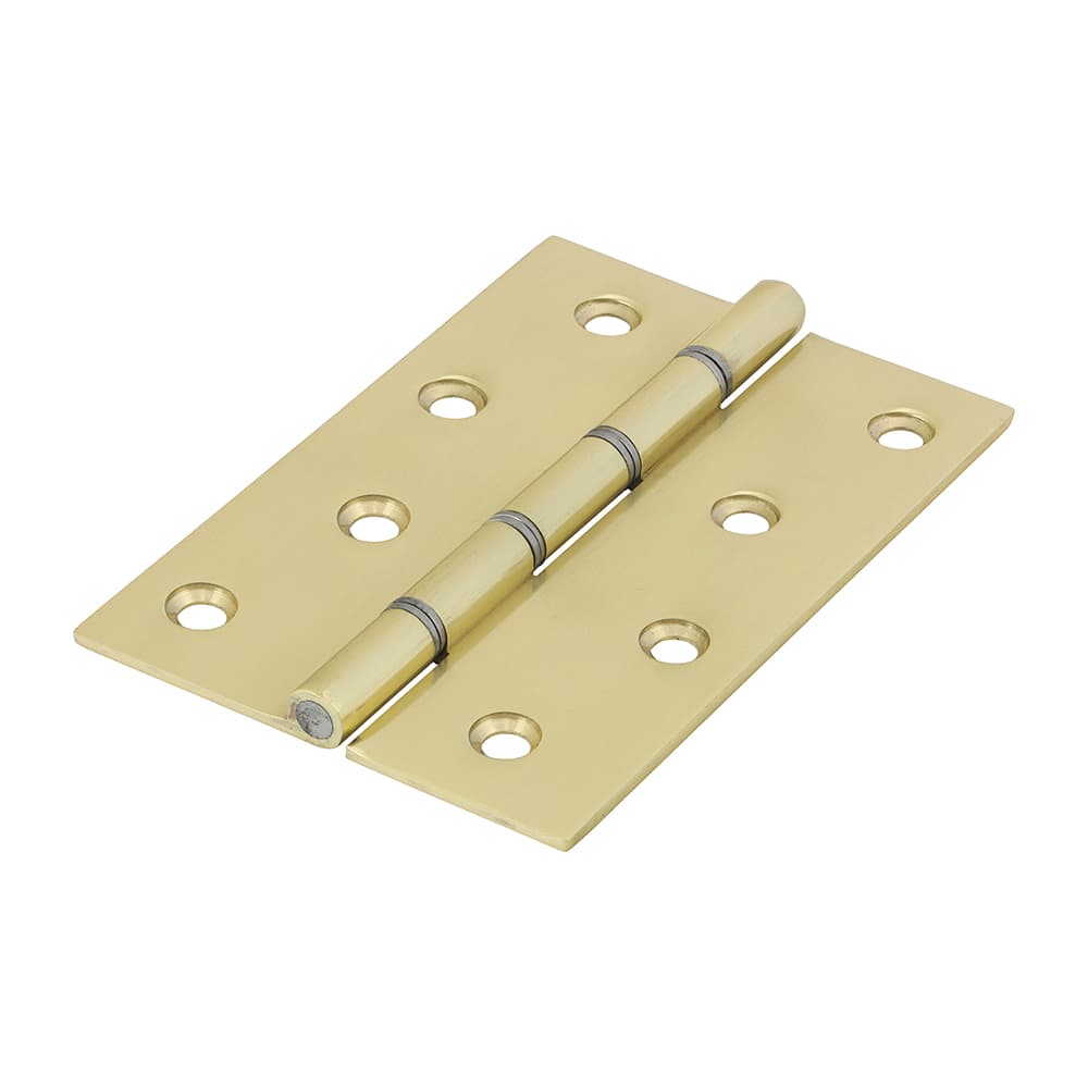 Timco 234898 Double Steel Washered Hinges - Solid Brass - Polished Brass 102 X 67