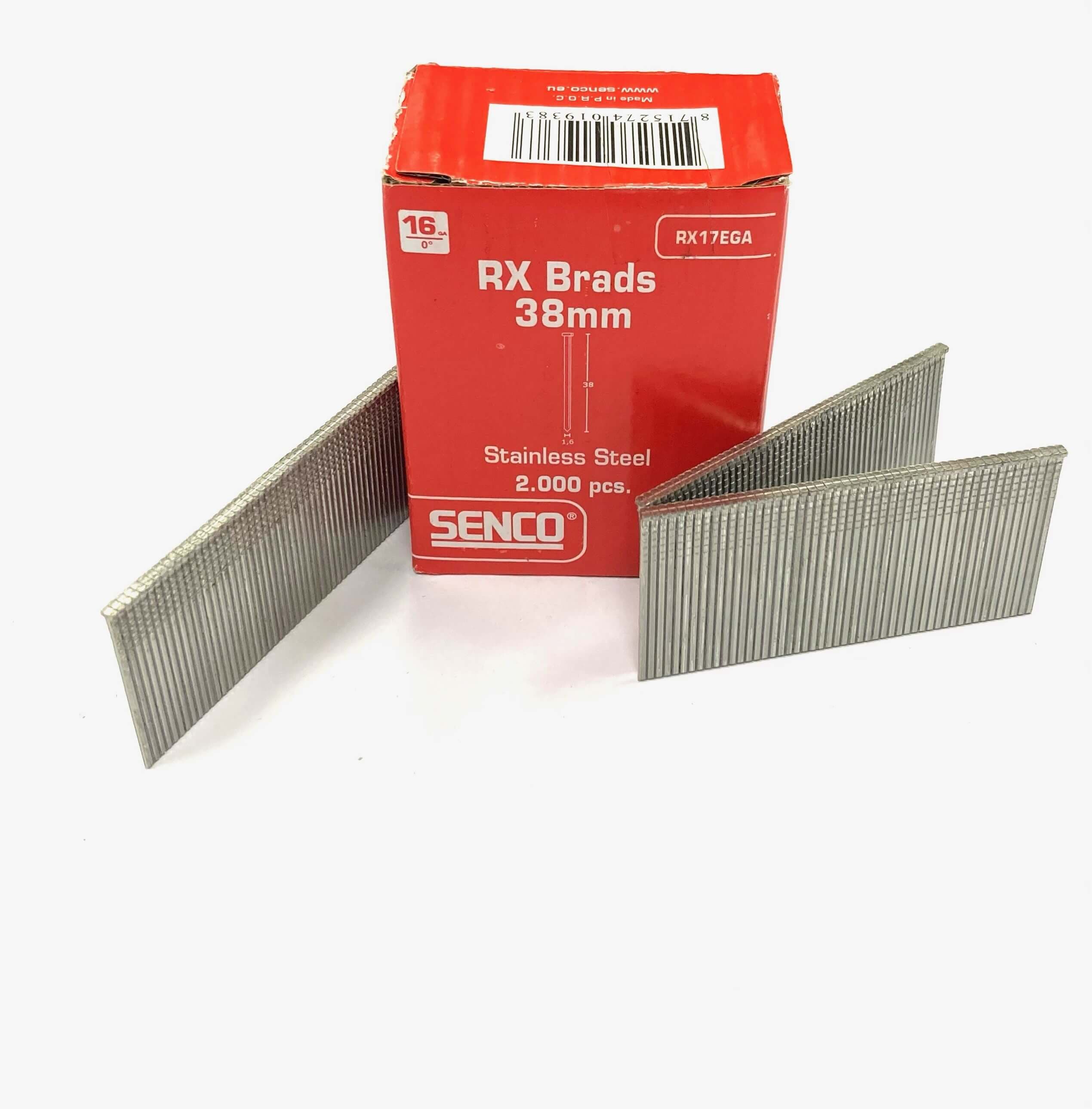 Senco RX17EGA 16-Gauge Rx Straight Brad Aisi304 Stainless Steel 38Mm Box 2000