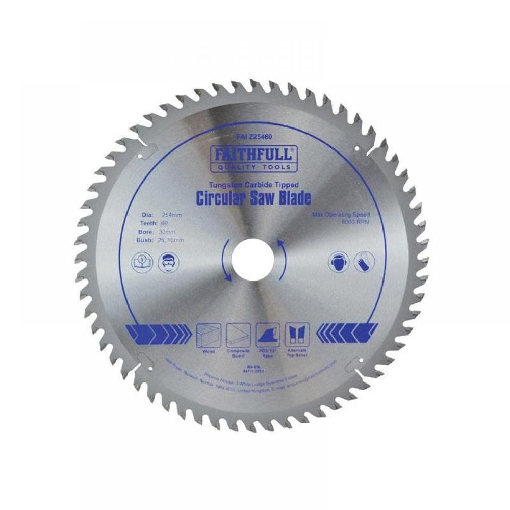 Faithfull FAIZ25460 Tct Circular Saw Blade 254 X 30Mm X 60T Pos