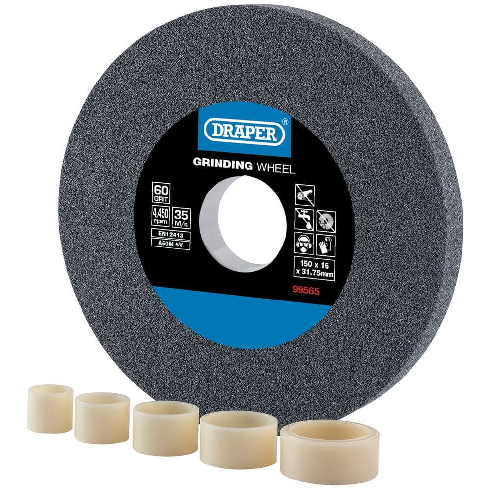 Draper 99565 Aluminium Oxide Bench Grinding Wheel 150 X 16Mm 60 Grit each