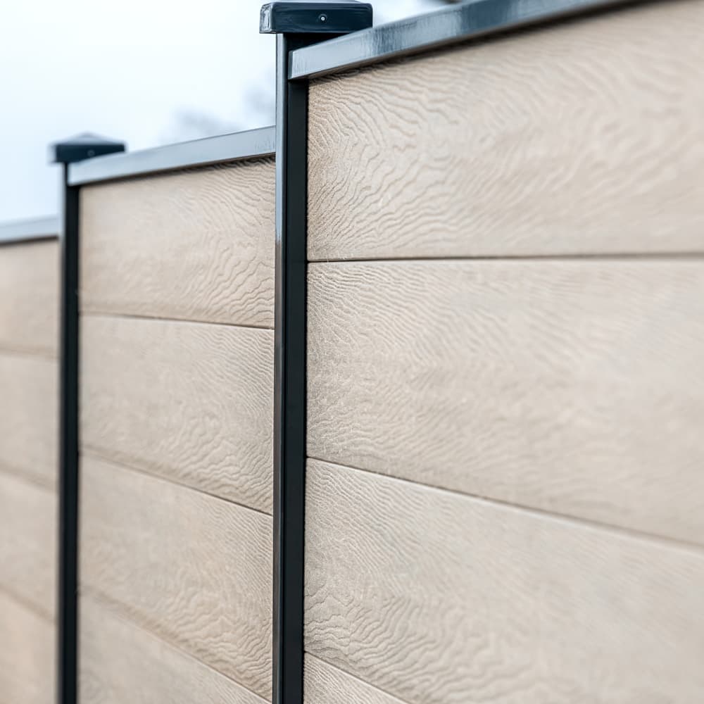 Birkdale DuraPost Vista 6ft x 6ft Composite Fence Kit Oyster & Black