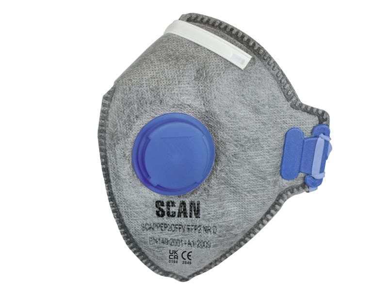 Scan DAC4X-FD-3 Fold Flat Disposable Odour Mask Valved Ffp2 Protection (Pack 3)
