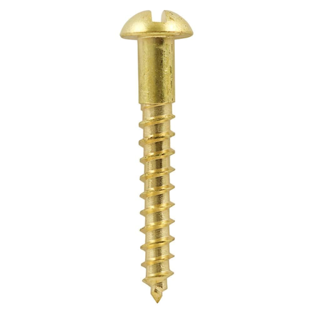 Timco 08112RBS Solid Brass Timber Screws - Slot - Round 8 X 1 1/2 Box 200