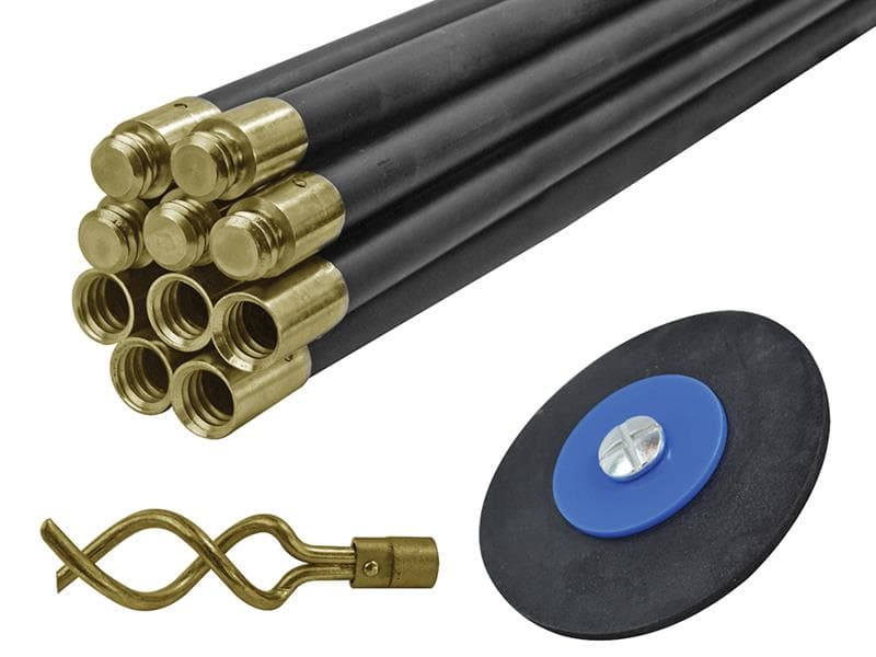 Faithfull Z152 Universal Drain Clean Set (10 X Rods Plunger & Worm)