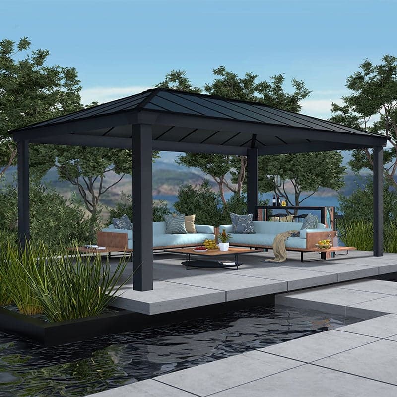 20' x 12' Palram Canopia Dallas 6100 Grey Garden Gazebo (6.12m x 3.64m)