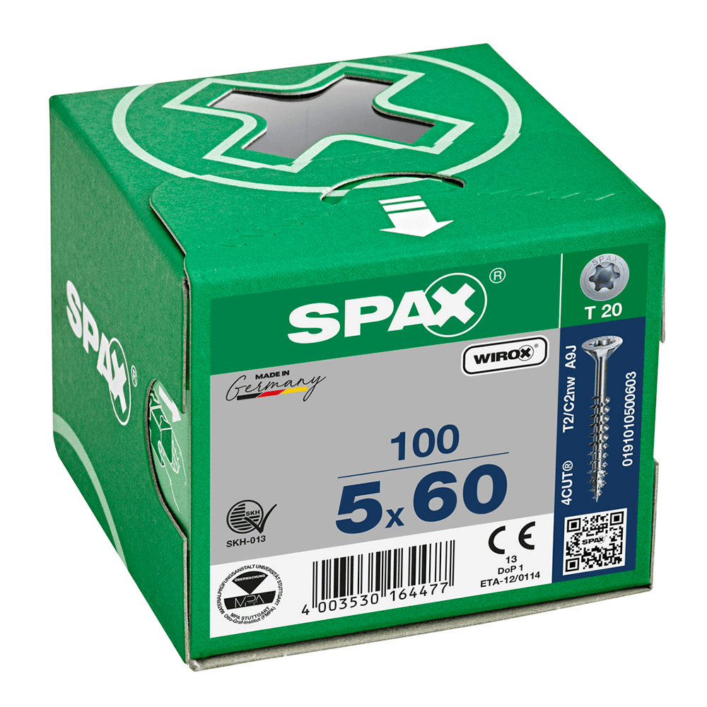 SPAX T-Star Flat Countersunk Screw Wirox Coated 5 x 60mm Qty 100