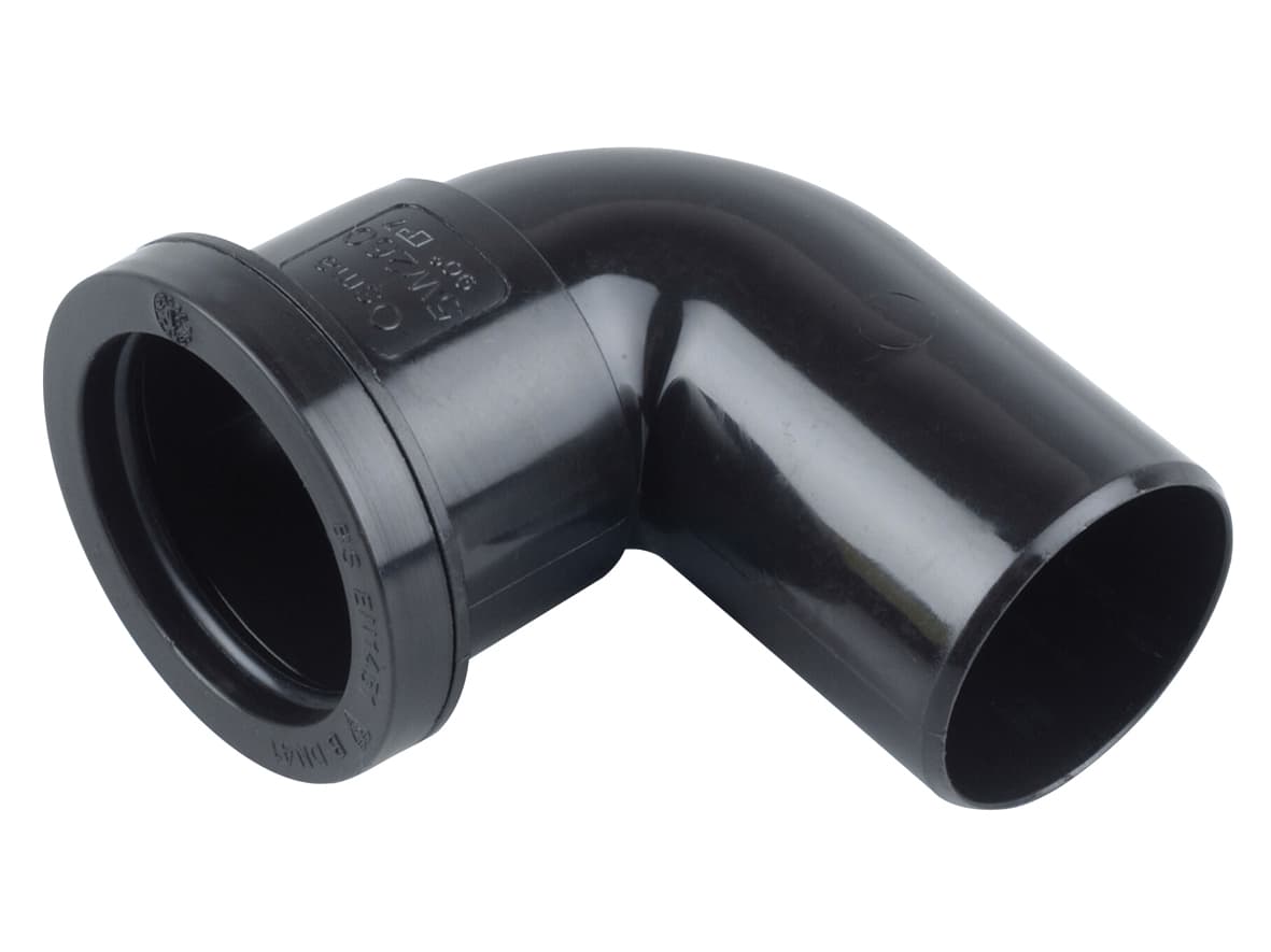 Wavin Osma Waste push-fit spigot bend 90 degree 40mm black