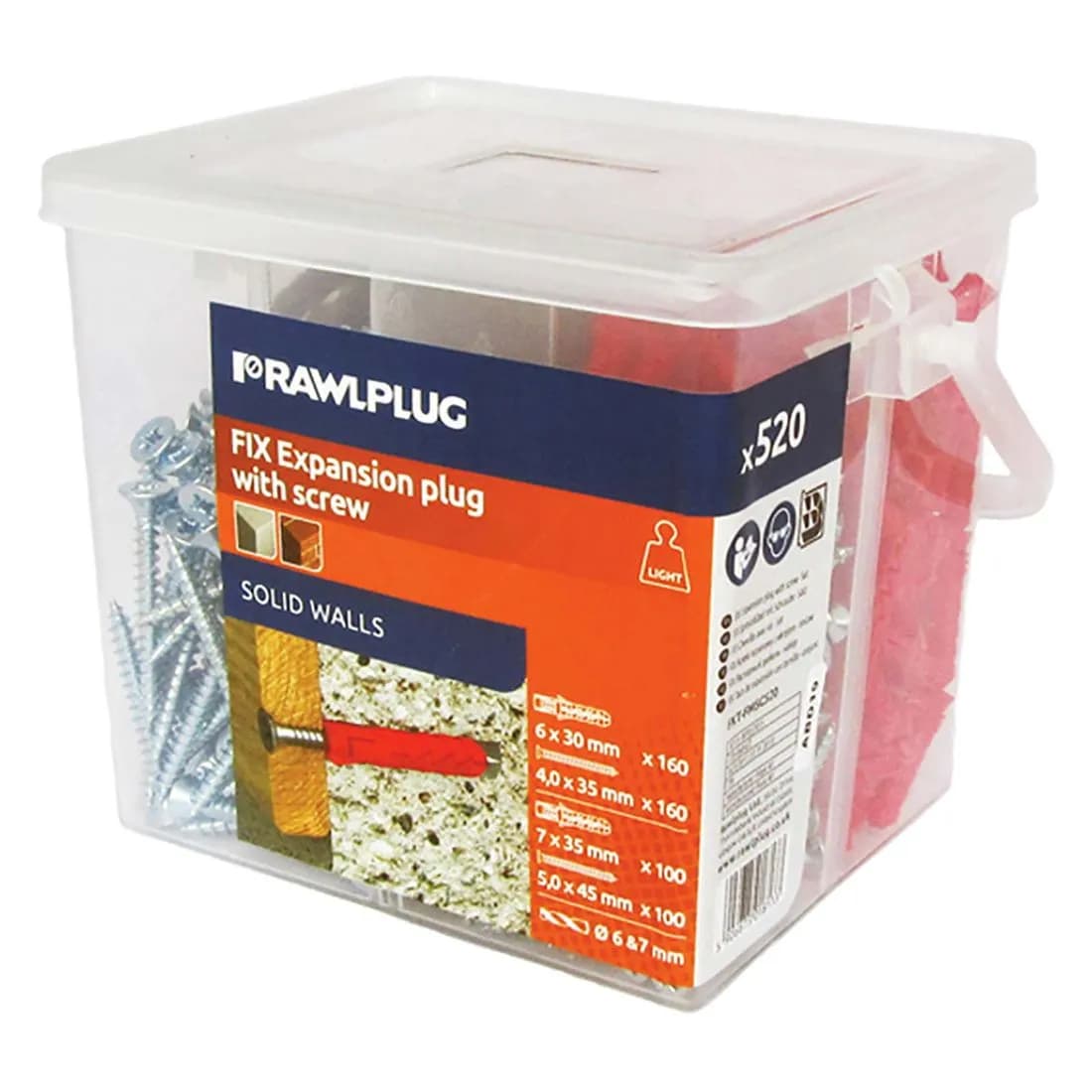 Rawlplug Plugs+Screws Assorted Pk520