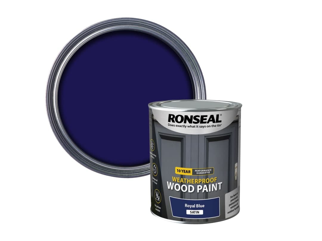Ronseal 10 Year Weatherproof Wood Paint Royal Blue Satin 750ml 39397