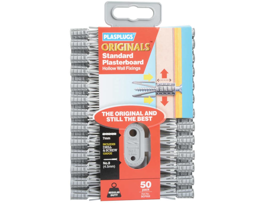Plasplugs Plasterboard Fixing Regular Duty x 50 SCF552 SCF552CC