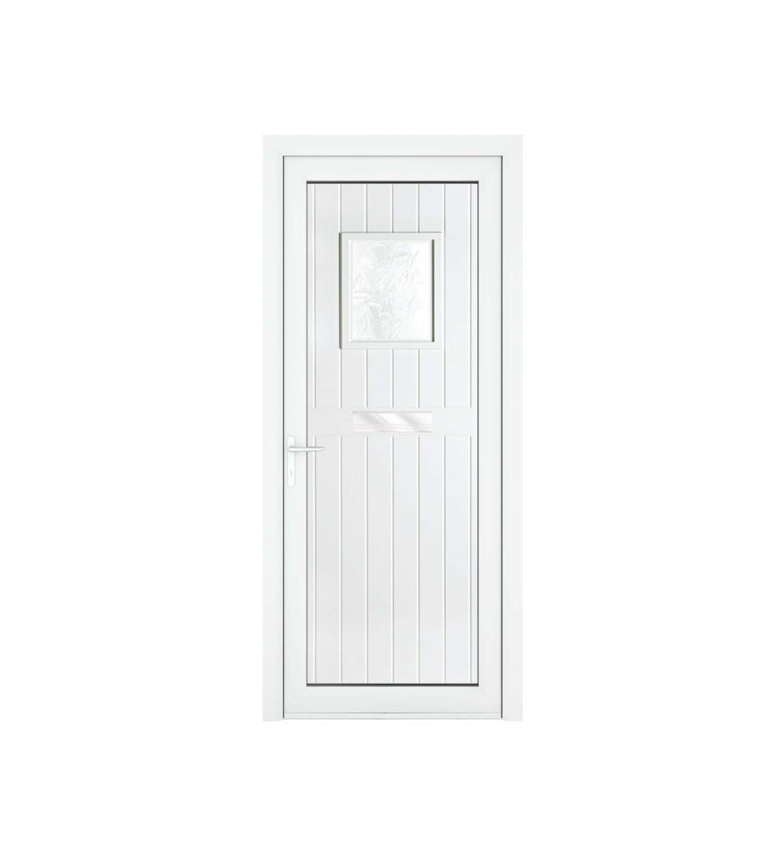 uPVC Chatsworth White Front Door - Left Hand Open - Obscure Glass - Double Glazed - 920 x 2090mm