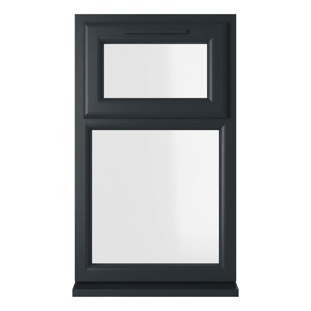 uPVC Grey/White Triple Glazed Window - Top Hung/Top Opener - Clear Glass - 610 x 1040mm