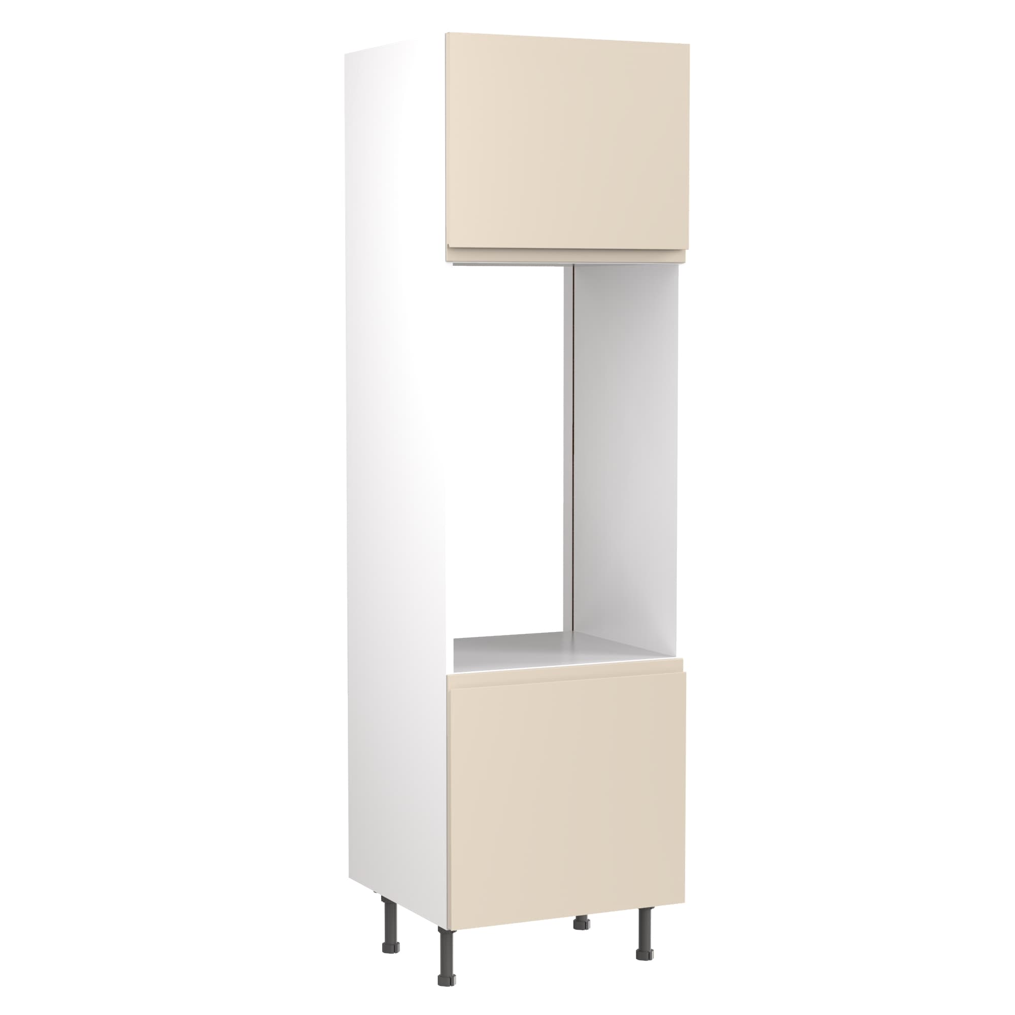 Flatpack Double Oven Tower J-PULL Super Gloss Cashmere 600mm