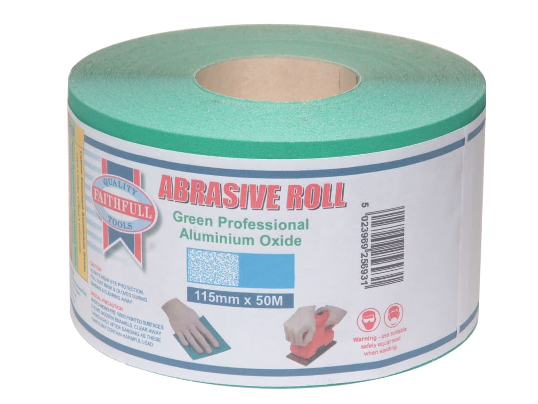 Faithfull Aluminium Oxide Sanding Paper Roll Green 115mm x 50m 120G FAIAR115120G