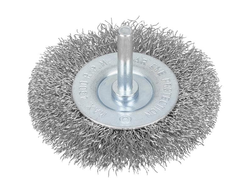 Bluespot Tools 19222 Flat Steel Wire Wheel Brush 75Mm X 6Mm Arbor