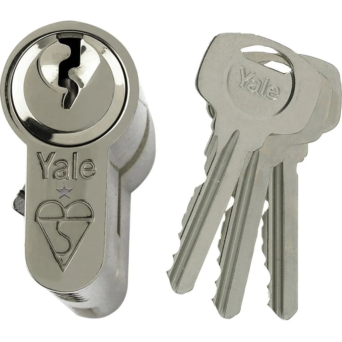 Yale Bs Euro Cylinder Double Nickel Plated 40/10/45
