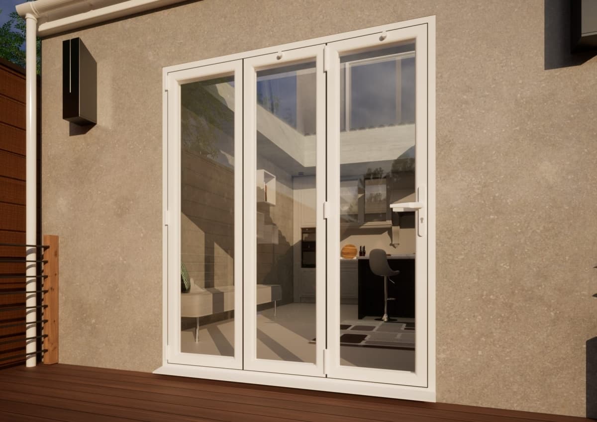 PVC Bifold Door Part Q Compliant - 1800mm White - 3 Left