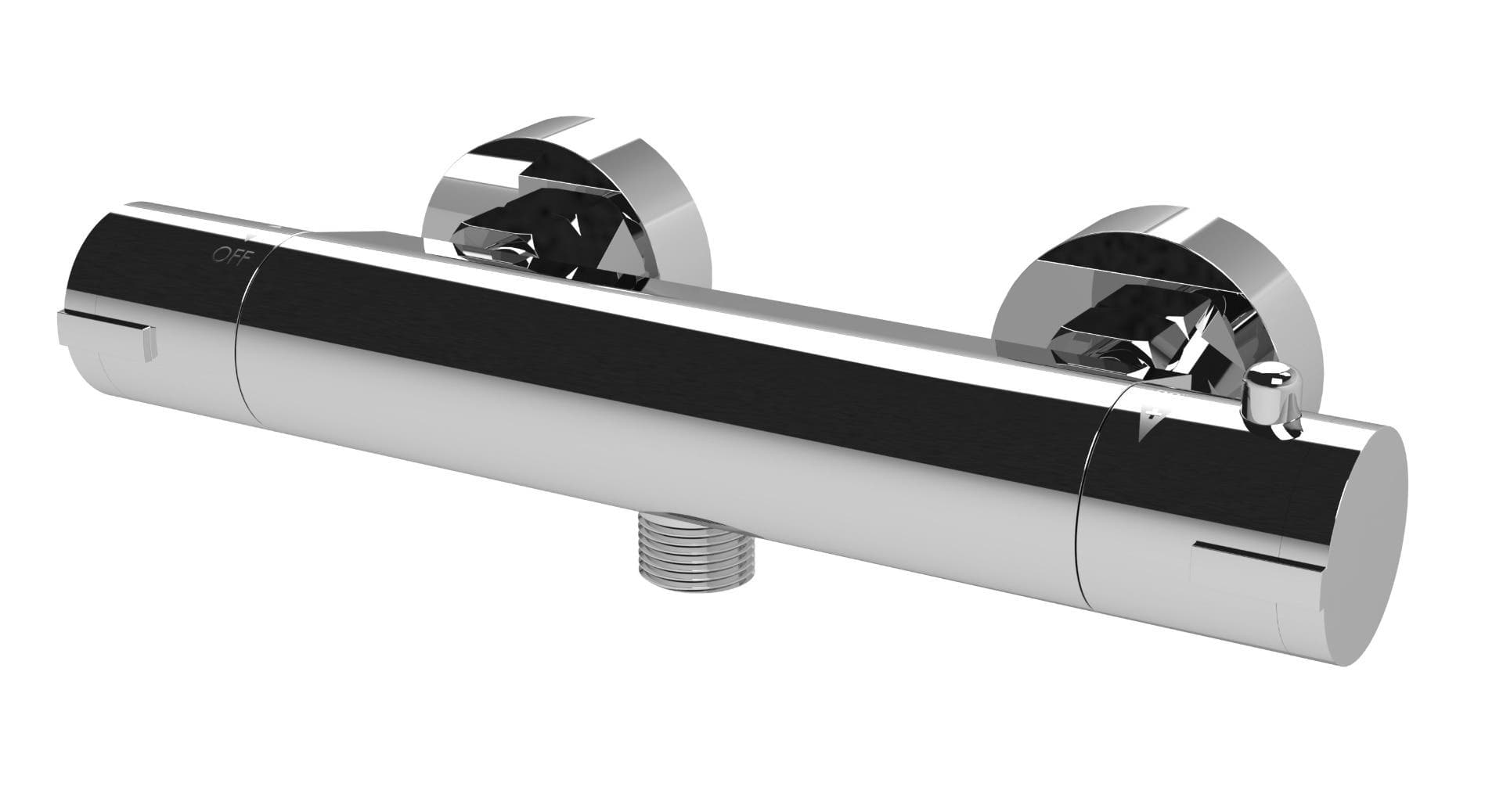 Aqua Round Thermostatic Shower Bar Valve - Polished Chrome