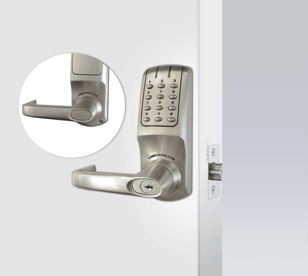 Electronic Dual Plate Tubular Mortice Latch Lock - Keypad - Heavy Duty - PVD Stainless Steel - 60mm Backset - Silver