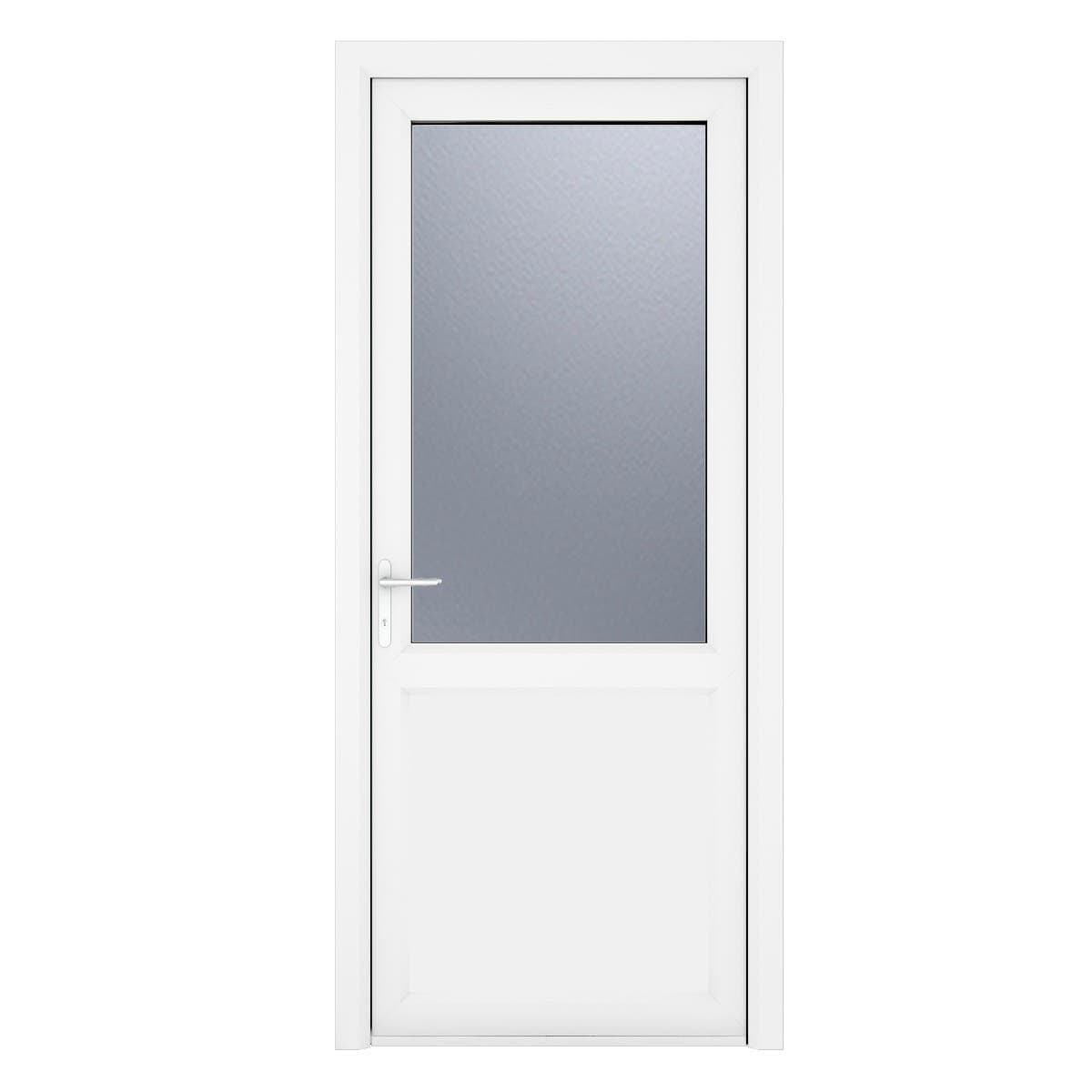uPVC White - Single External Door - Half Glass - Obscure - Double Glazed - Right Hand Open - 920mm x 2090mm
