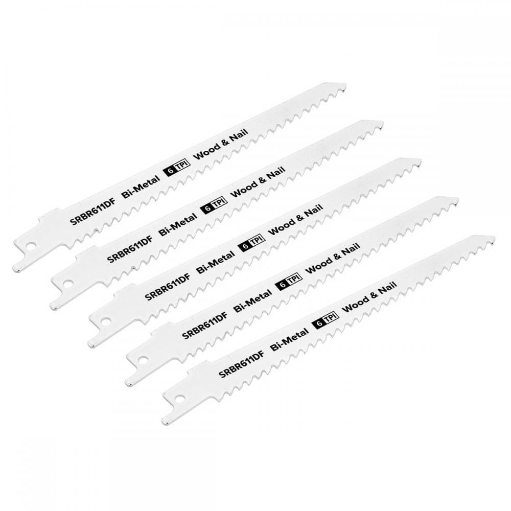 Sealey SRBR611DF Reciprocating Saw Blade Wood & Nail 150Mm 6Tpi - Pack Of 5