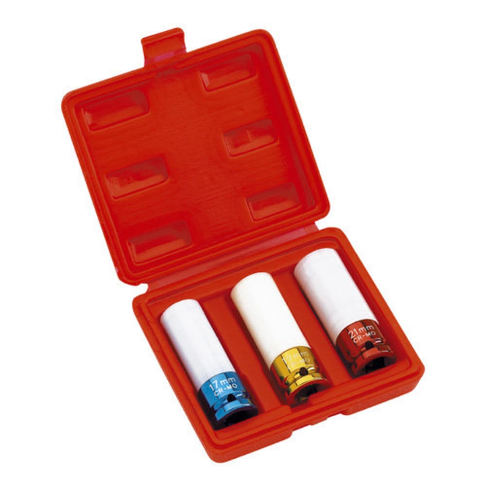 Clarke 1700584 Pro184 3 Piece Square Drive Alloy Wheel Thin Wall Impact Socket Set