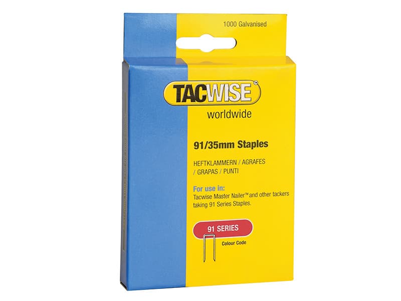 Tacwise 0746 91 Narrow Crown Staples 35Mm - Electric Tackers (Pack 1000)