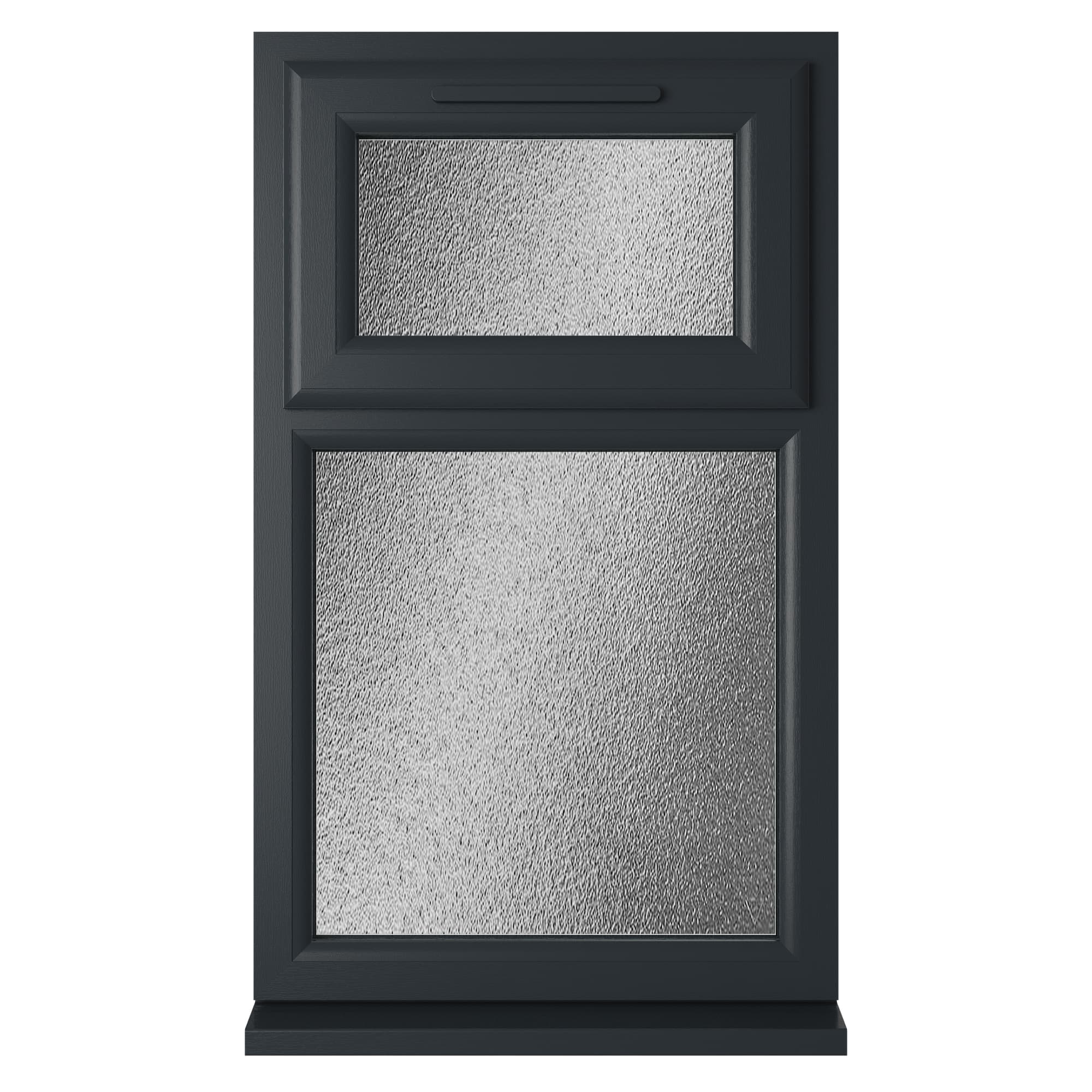 Crystal Triple Glazed uPVC Grey/White Window Top Hung 610mm x 1115mm Obscure