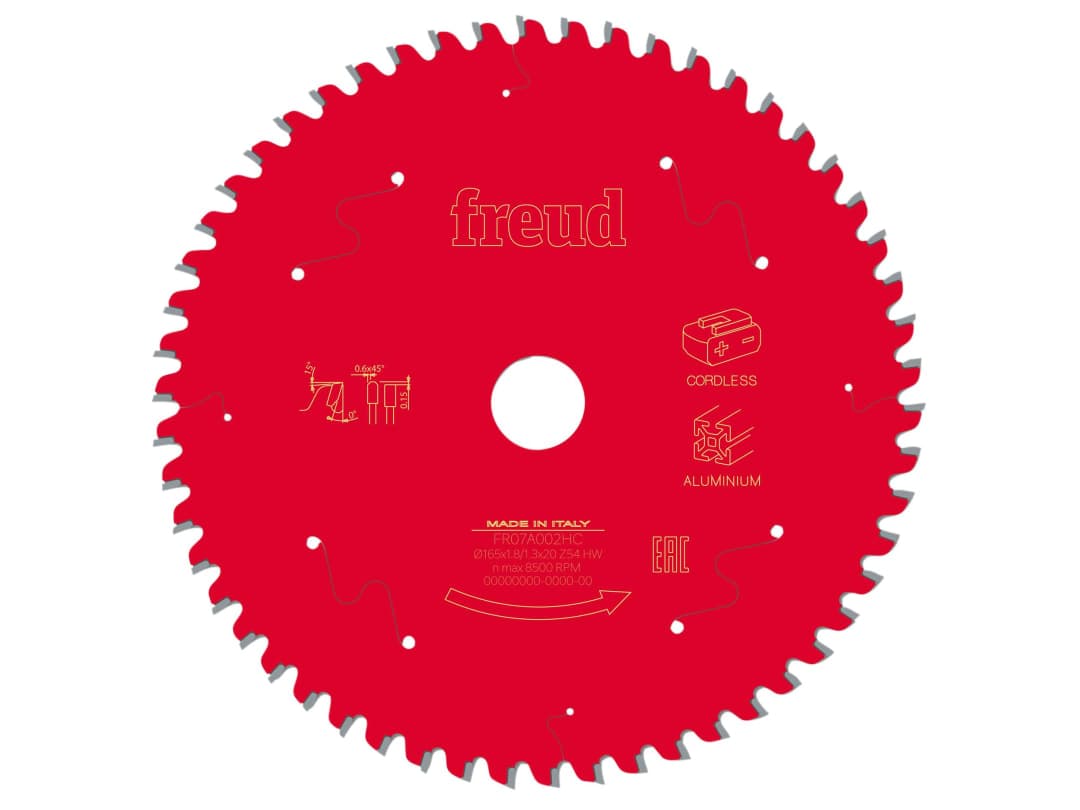 Freud Metal Circular Saw Blade 165 x 20 x 1.8/1.3mm x 54T F03FS10086