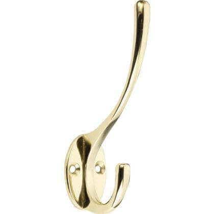Zinc Constructed Brass Plated Hat & Coat Hook - Wall/Door Mountable - Decohooks