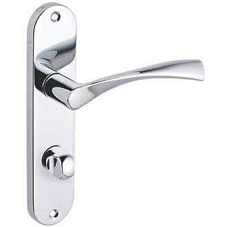 Marvel Lever Bathroom Thumb Lock Door Handle - Polished Chrome - Pair - Designer Levers