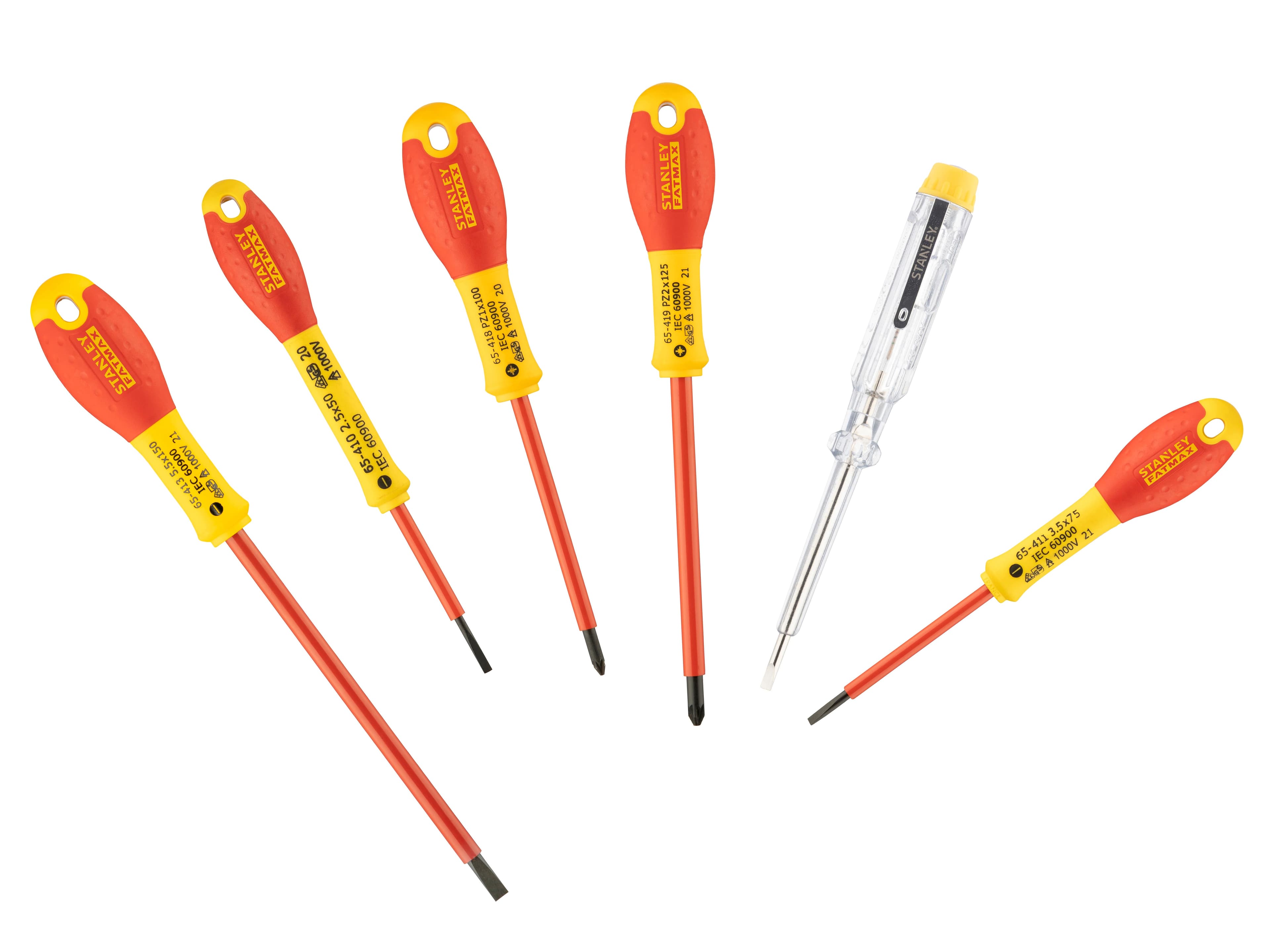 Stanley VDE Insulated Screwdriver Set - 5 x Screwdrivers, 1 x Voltage Tester