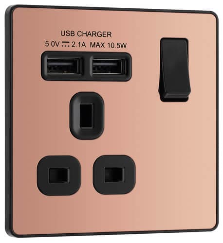 Nexus Metal Antique Brass 45A Cooker Control Unit With Switched 13A Power Socket Includes Power Indicators NAB70B-01
