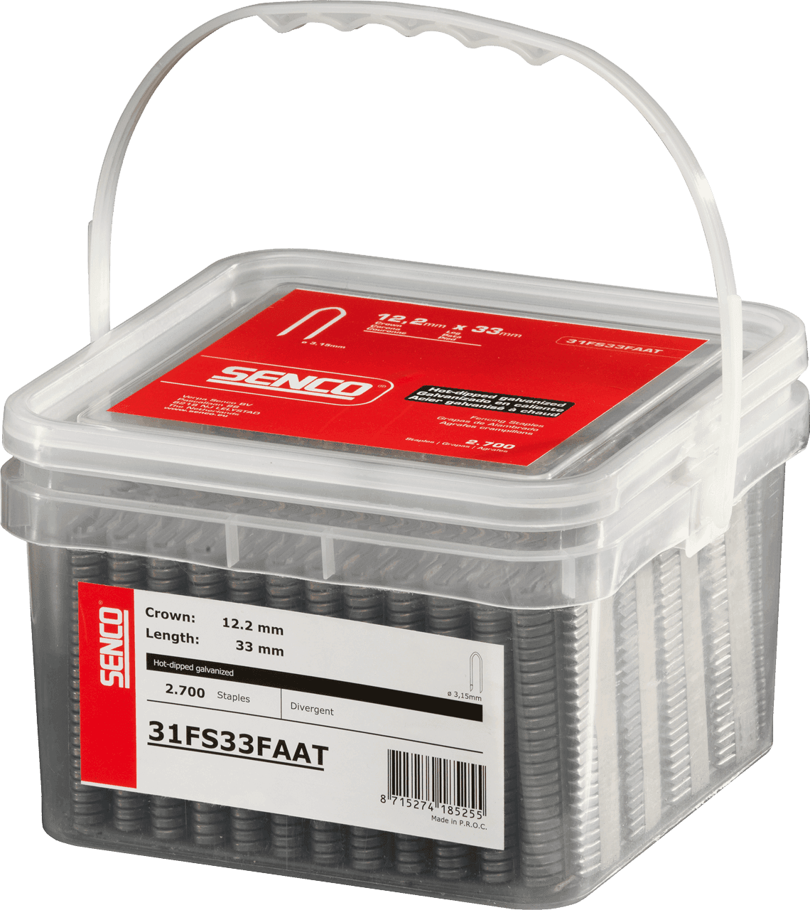 Senco 31FS33FAAT Fencing Staple Divergent Point Hdg 3.1X33Mm Box 2700