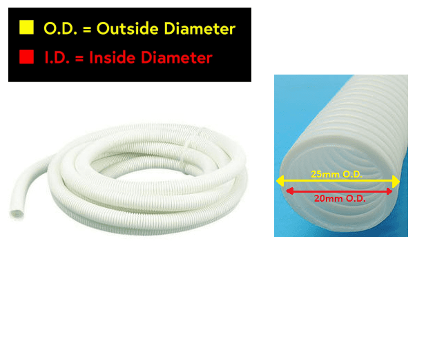 White Extension Hose 20mm I.D. / 25mm O.D. (Per Meter) Original Organics