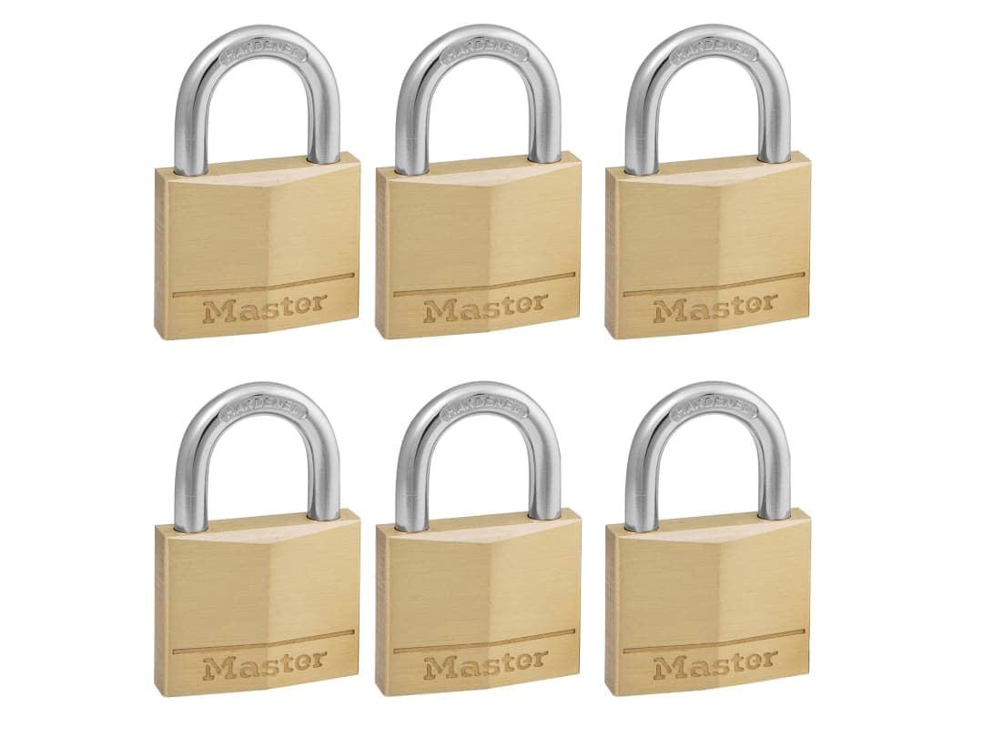 Master Lock Solid Brass 40mm Padlock 4-Pin - Keyed Alike x 6 140EURSIX