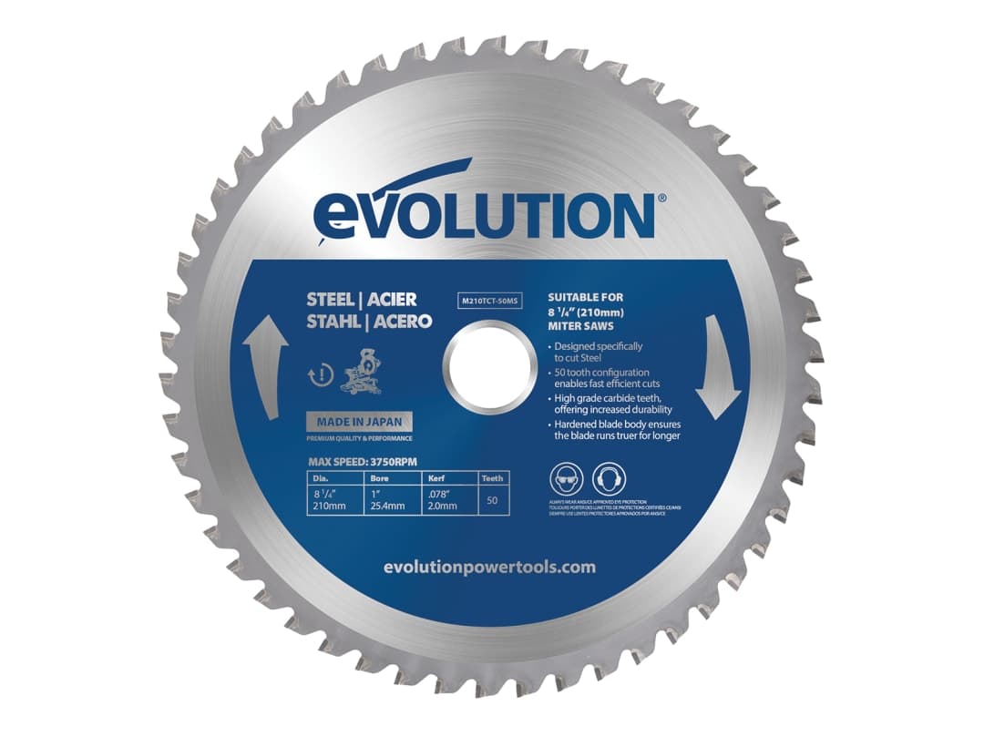 Evolution Mild Steel Cutting Mitre Saw Blade 210 x 25.4mm x 50T M210TCT-50MS