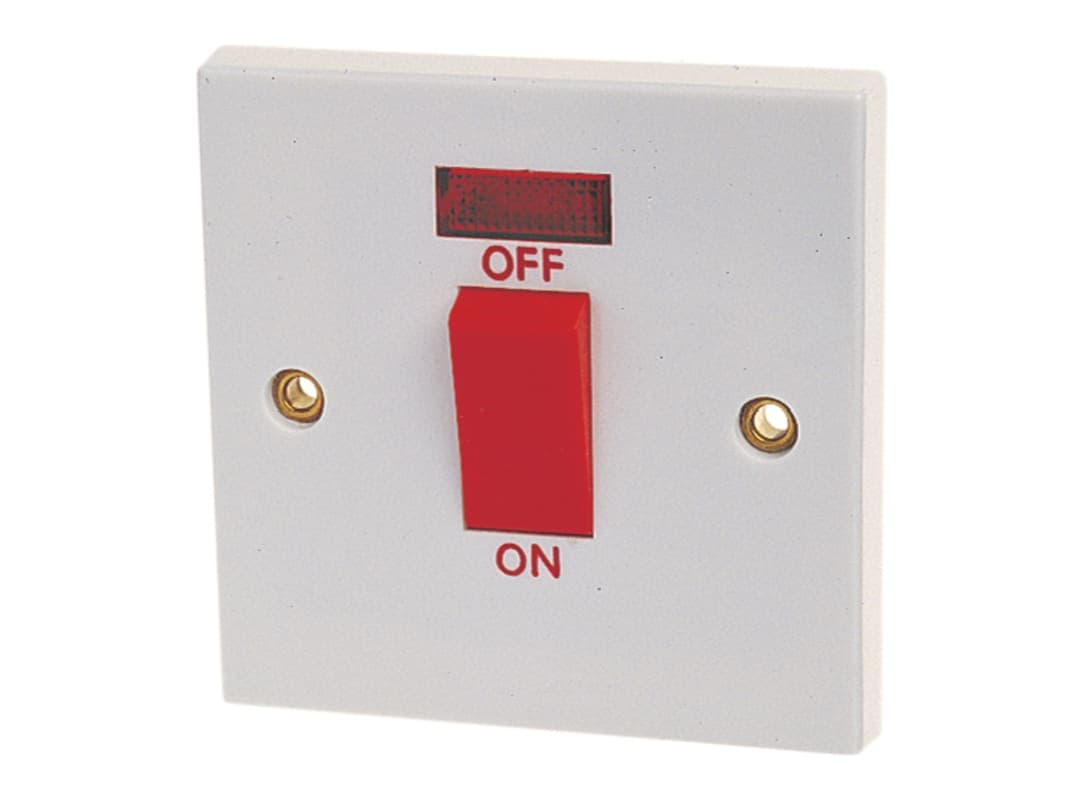 Dencon Double Pole Switch with Pilot Lamp 45A 4456NB