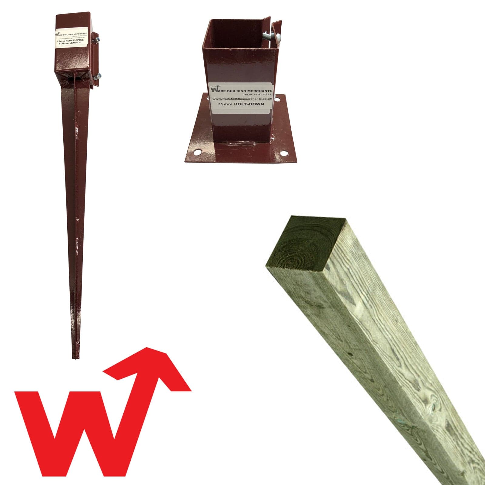 75x75 x 2.4m Green Timber Fence Posts With Spike Or Bolt-Down PACK OF 3