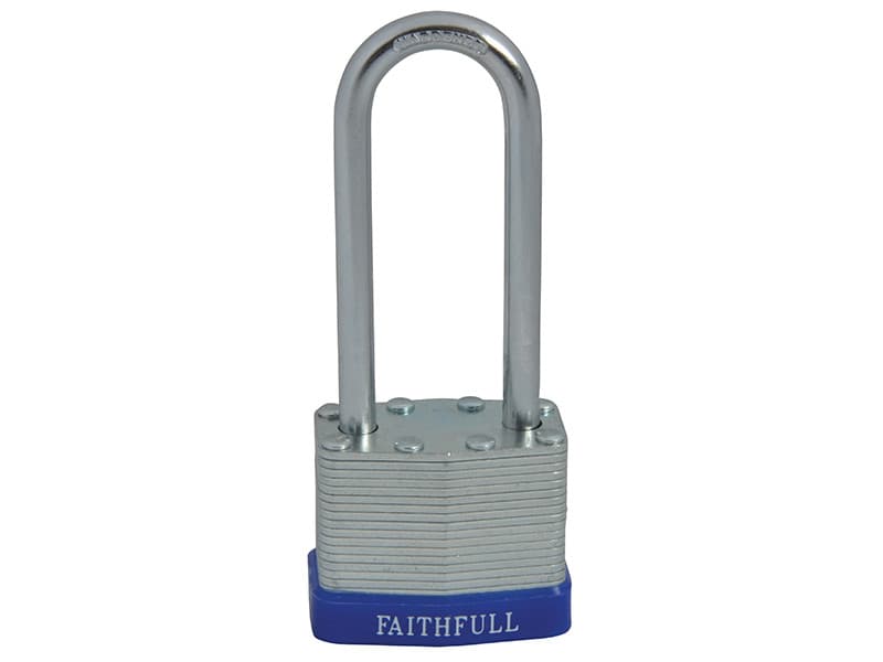 Faithfull QC0140-LS Laminated Steel Padlock 40Mm Long Shackle 3 Keys