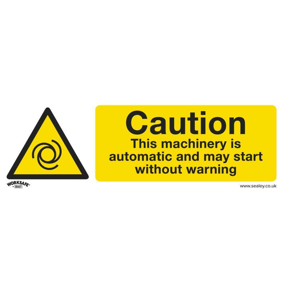 Sealey SS47V1 Warning Safety Sign - Caution Automatic Machinery - Self-Adhesive Vinyl