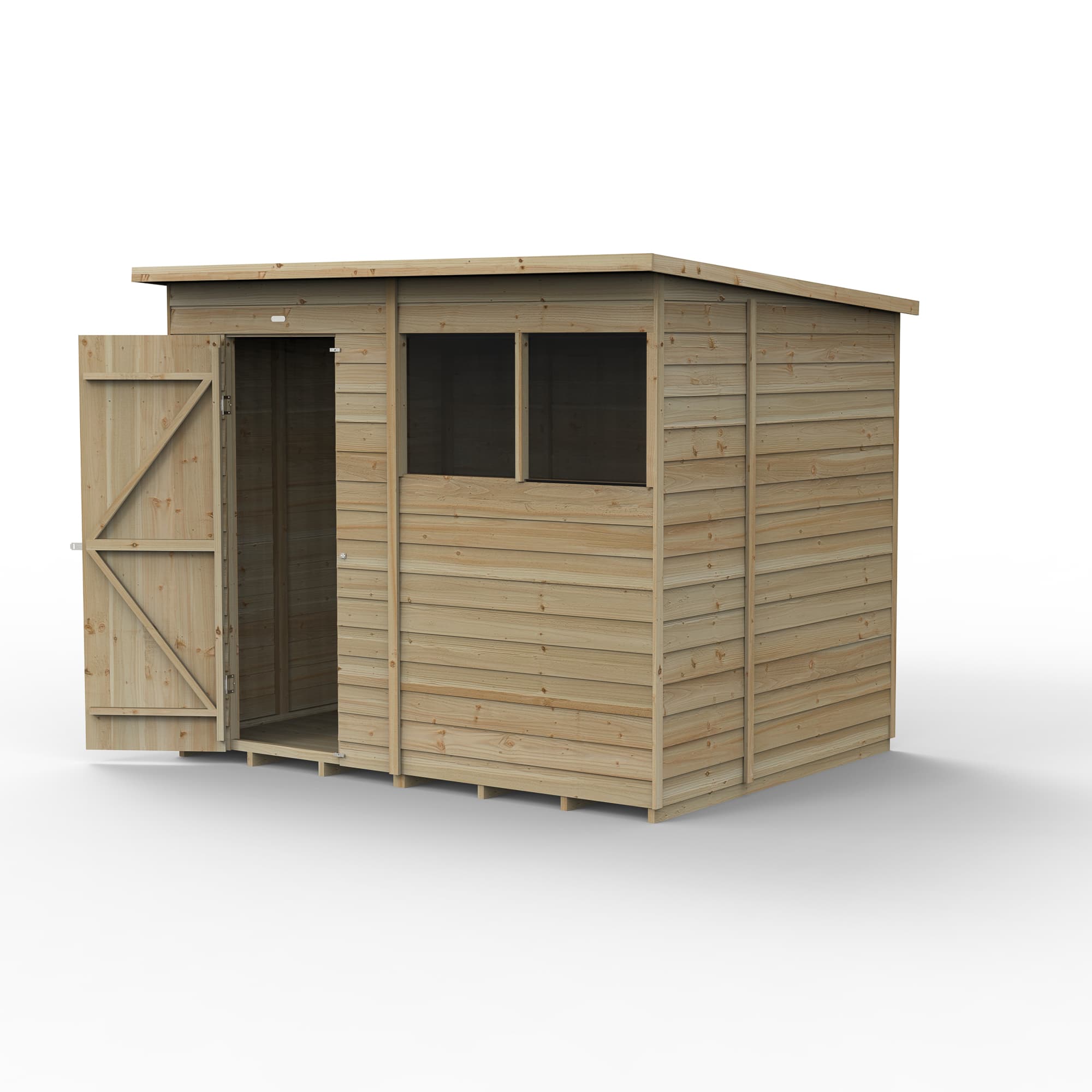 Forest Garden 4LIFE Pent Shed 8 x 6 - Single Door - 2 Windows Installation