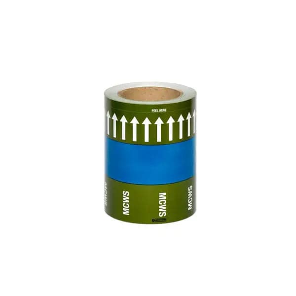 Pipemark 150mm x 33m Pipeline Identification and Flow Direction Self Adhesive Label (Roll) Indoor