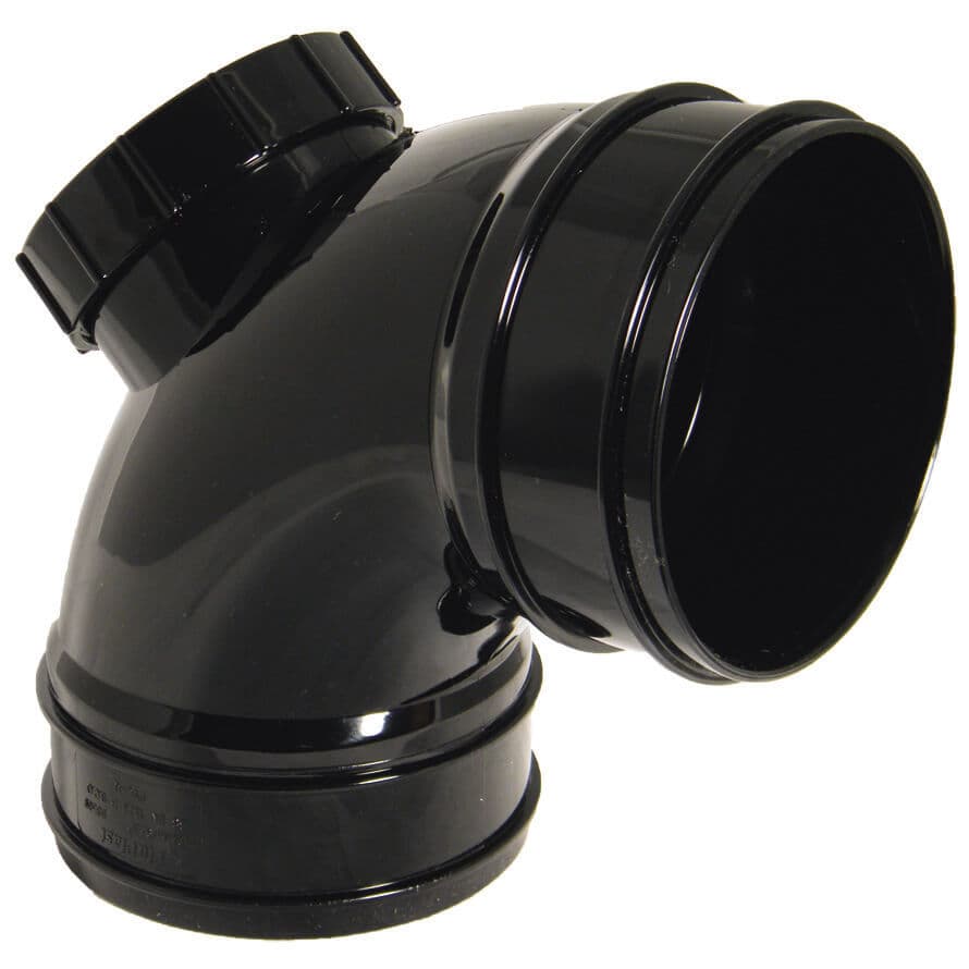 FloPlast Solvent Weld Soil Access Bend - 92.5 Degree x 110mm Black