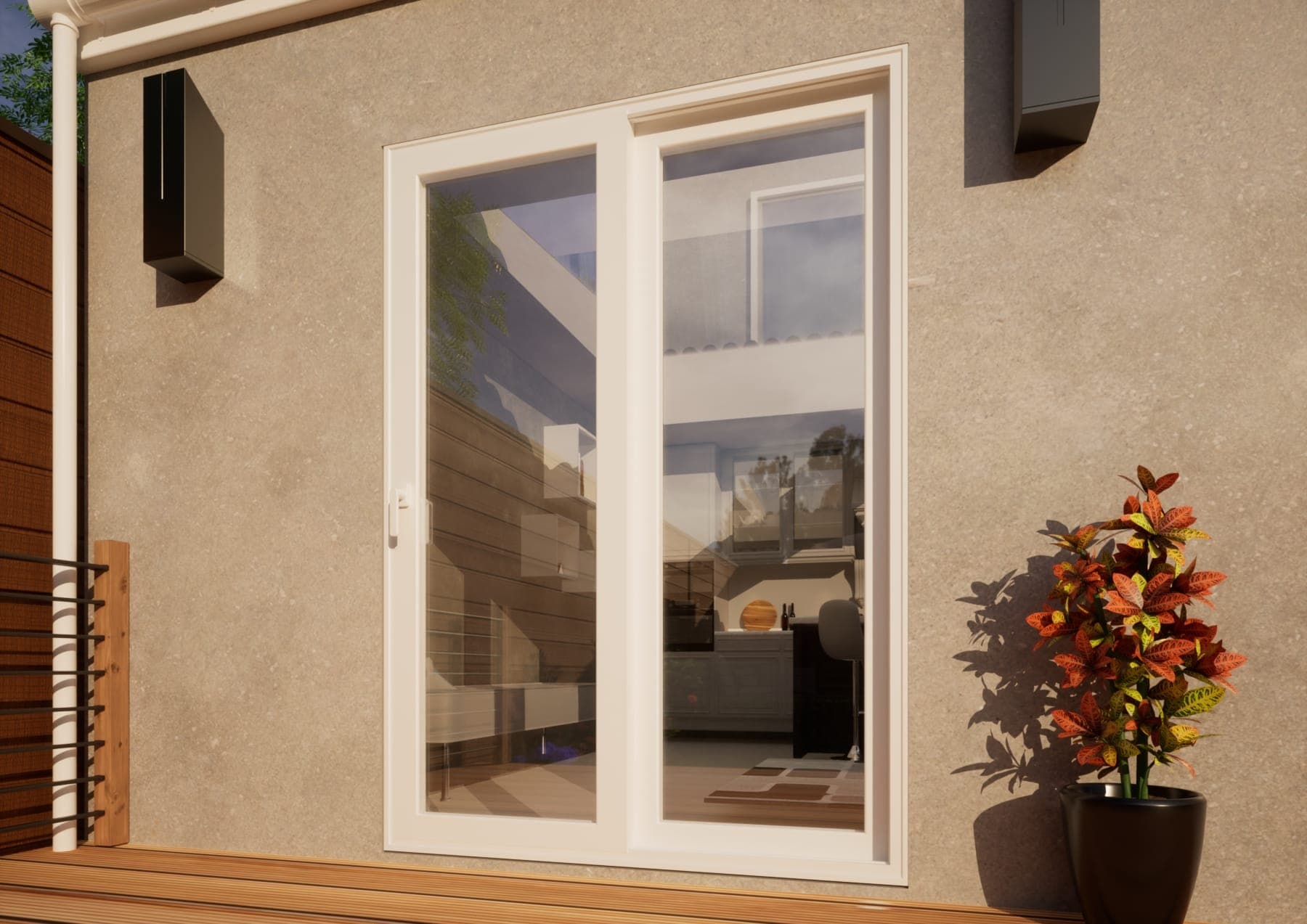 Aluminium Sliding Door - 1500mm White - Left Hand Slide & Right Hand Fixed